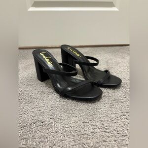 Lulu's Black Heeled Sandals Strappy Heels Size 7
